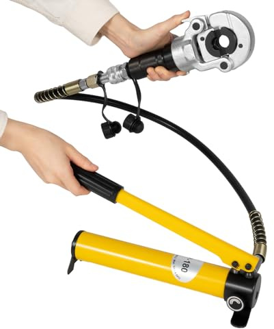 6T hydraulisk presstång, 360° kopparrör, radialpress med 100 cm slang, manuell presstång, energibesparande 700 kg/cm² med 9 bakformar för aluminiumrör, PEX-rör, PB-rör