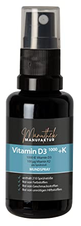 Vitamin D3 K2 - Mundspray 1000IE hochbioaktiv - 210 Sprühstößen - Entwickelt in deutscher Apotheke - alkoholfrei geeignet für Schwangere & Kinder - Alternative zu Vitamin D3 K2 Tropfen Tropfen