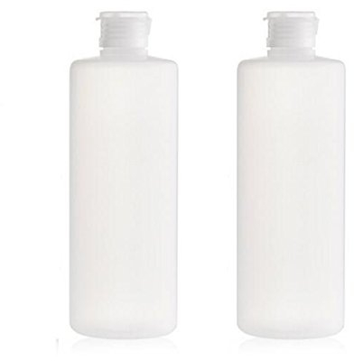 2PCS Empty Refillable Plastic Clear Soft Tube Squeeze Bottle Jars with Flip Cover Cosmetic Makeup Packing Storage Holder Containers for Toner Lotion Shower Gel Shampoo (400ml/14oz)