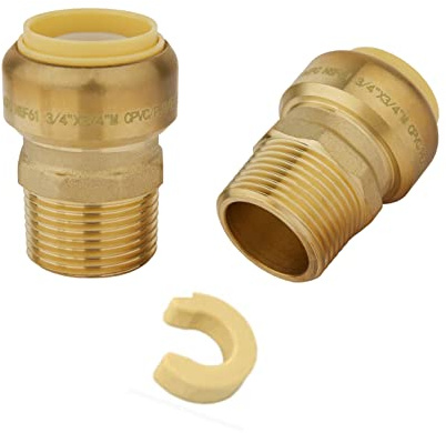 (Pack of 2) EFIELD 3/4 Inch x 3/4 Male Adapter Push to Connect Pex Copper, CPVC, 3/4 Inch, with a Disconnect Tool,(PF125-2PCS)