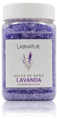 Labnatur Sales de Baño Lavanda 400g - Sales Marinas Naturales y Relajantes - Hidratan y Suavizan - Bienestar - Alivio del Cansancio - Cuidado Corporal - Fabricado en España