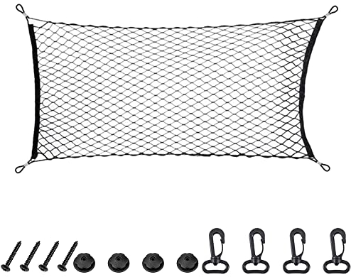 Kofferraum Gepäcknetz,Auto Gepäcknetz Kofferraumnetz Elastisch Aufbewahrungn Lagerung Mesh Auto-Gepäcknetz,für Meisten Fahrzeugtypen mit Aufbewahrungstasche Auto Van SUV usw,70 * 120cm