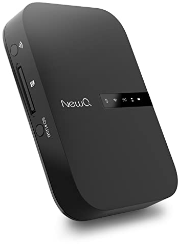 NEWQ Filehub AC750 Reise Router: Tragbarer Festplatten SD Kartenleser für Reisen | Drahtloser Zugriff auf externe Festplatte & USB-Speichergerät zum Sichern von Fotos & Dateien von Mobiltelefon Laptop