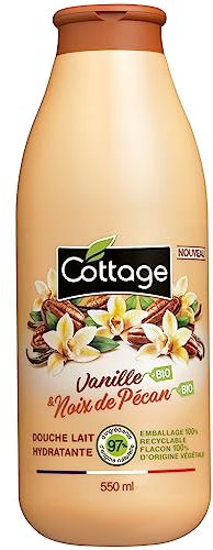 COTTAGE Feuchtigkeitsspendende Duschmilch – Bio-Vanille & Bio-Pekannuss, 97% natürliche Inhaltsstoffe, 100% pflanzlicher Ursprungs, 550 ml