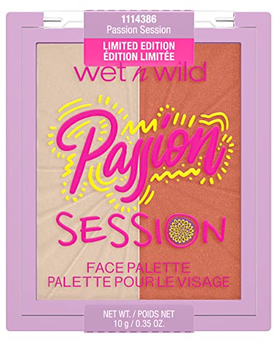 wet n wild, Face Palette Wild Crush Passion Collection, Highlighter- und Rouge-Duo, Modelliert, Konturiert und bringt deine Gesichtszüge zum Strahlen, mit Passionsfrucht-Samenöl, Passion Session