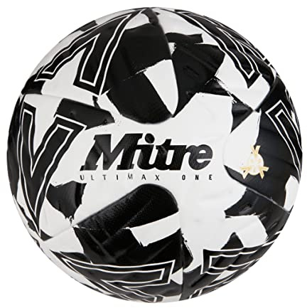 Mitre Ultimax One Football | Hyperflow Grooves | Match Ball, White/Black, 5