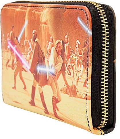 Loungefly Star Wars Episode II Attack of the Clones Scene Zip Around Wallet, Mehrfarbig/Meereswellen (Ocean Tides), Geldbörse mit Reißverschluss