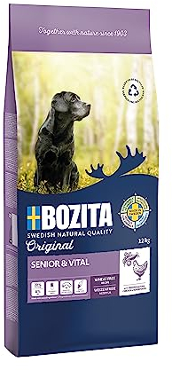 Bozita Hundefutter Original Adult Senior Huhn – 12 kg weizenfreies Trockenfutter für ältere Hunde oder Hunde mit geringerem Aktivitätsniveau – Vollwertige Ernährung für EIN vitales Seniorenleben
