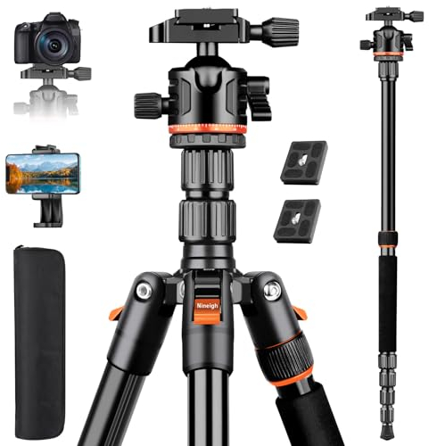Nineigh 194cm Tripode Camara, Trípode Cámara Reflex Ligero en Aluminio, Trípode para Movil con Monopie y Soporte de Teléfono