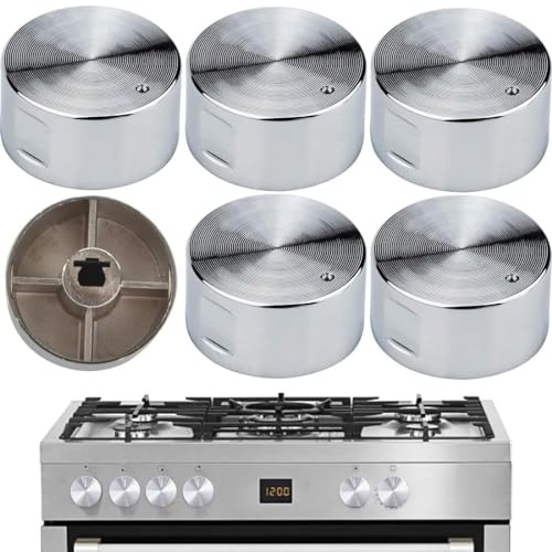 WJRQD Manopole per Forni, Set di 6 Pomelli da 6mm, Adattatori Universali per Stufe a Gas e Piani Cottura, Controllo Superficie Cucina, Colore Argento. Praticità e Stile per la Tua Cucina!