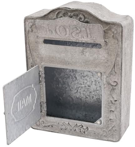 Buzón para paquetes, para exteriores, estilo antiguo, nostálgico, soporte de pared, 26 x 9,5 x 34 cm, estilo inglés antiguo, decoración para jardín, artesanía