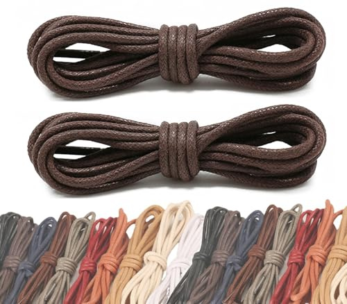 GOODSALEOK 2 Paires Lacets En Coton Ciré Fins Business Oxford Lacets Chaussures D'IntéRieur Chaussures De Ville Chaussures En Cuir Unisexe Marron 120CM