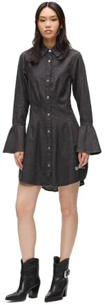 Karl Lagerfeld Jeans Donna Wide Sleeve Denim Dress Washed Black M