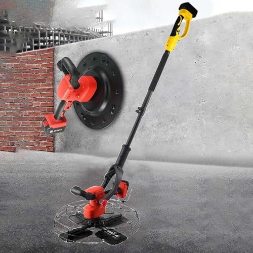 Enlucidora EléCtrica De Mano, 40-300 Rpm Ajustable, Pulidora De Paredes Y Suelos, Con PéRtiga Extensible, Cuchilla De 45 Cm Y Protector De 49,5 Cm, Cabezal Pivotante De 90°,20000mah