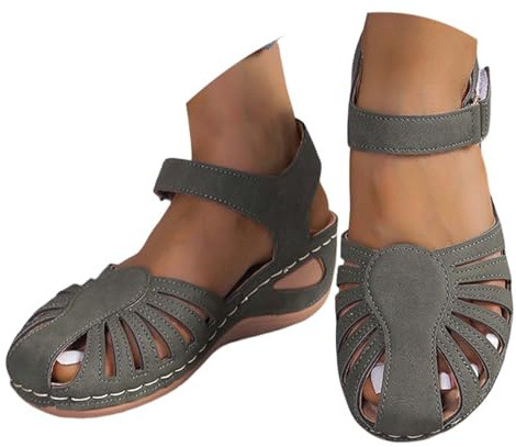 Genérico Sandalias Mujer Cuña Mules Planas Sandalia Cerrada con Pulsera Comodas Casual Zapatos de Playa 37-42 EU
