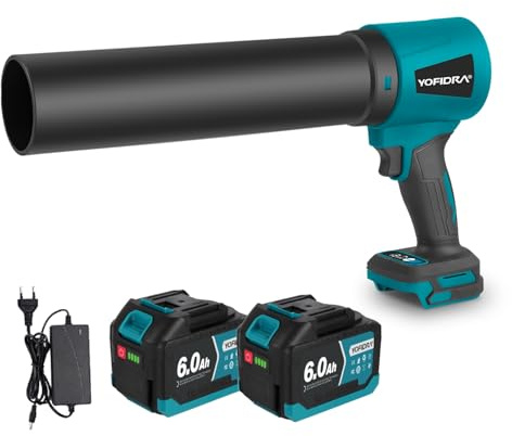 Yofidra Soplador de hojas inalámbrico con 2 baterías de 6,0 Ah - Motor sin escobillas de 1500 W, soplador inalámbrico de 180 m/s, soplador turbo de 3 velocidades para el cuidado del jardín y el césped