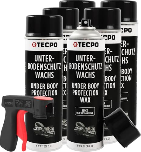 TECPO Cera di protezione per sottoscocca spray, 6 X 500 ml con manico, protezione per carrozzeria, protezione da sassi, cera protettiva antiruggine