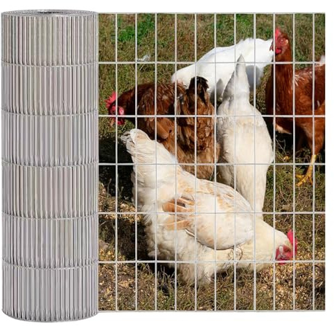 Valla de malla galvanizada para aves de corral, rollo de malla de alambre soldado de 1 x 4 pulgadas para bordes de jardín, plantas vegetales y patio, valla de metal (1,2 x 6 m)