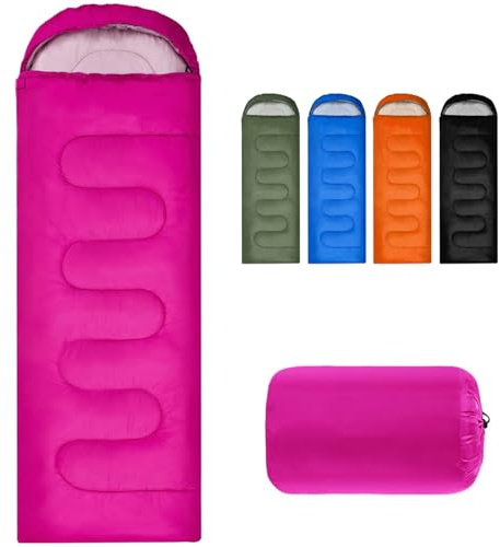 Sleeping Bag for Camping,Sleeping Bags for Adults Backpacking Waterproof, Small Packed Ultralight Carry Bag, 3 Seasons Adult Blanket, Soft,Thick and Warm, for Outdoor Hiking, Camping,Travel (Rose)