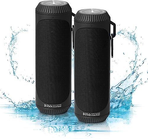 Boss Audio Systems Altoparlanti Bluetooth portatili - Nero, 1,5 pollici, 12 ore di gioco, torcia di emergenza integrata