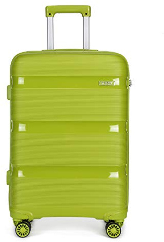 KONO Handgepäck Trolley Koffer 55cm Reisekoffer mit TSA Schloss und 4 Zwillingsrollens, Modisch und Verschleißfest Polypropylen Hartschalenkoffer, 55x40x21cm, 40 Liter (Grün, M)
