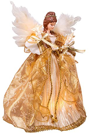 Kurt S. Adler 12-Inch UL 10 Clear Light Gold Angel Treetop, Multicolor