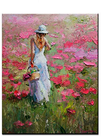 XIANGPEIFBH Pintura al óleo 100% Pintada a Mano, Cuadros de Pintura de Cuchillo de Paisaje de Pared decoración de la Sala de Estar 40x50 cm / 15.7 x 19.7 Silver Frame-2