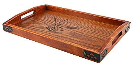 Plateau de Service en Bois,Grand Plateau Repas Decoratif,Plateau Bois,Plateau en Bois, Plateau de Service, Plateau en Bois avec Poignée pour Salon Salle à Manger Cuisine Plateau de Service