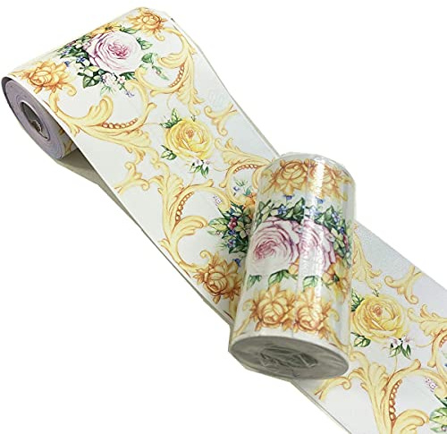 Mesoar Elegant Royal Flower Rattan Self Adhesive Wallpaper Border Peel Stick Decorative Ceiling Sticker Molding Border 10cm by 10meters