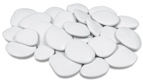 Sassi decorativi in plastica riciclata re-pebbles ciottoli antiusura da esterno ed interno (Large, Bianco)
