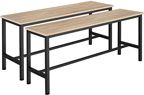TecTake® Lot de 2 Banc de Salle à Manger Cuisine en Bois et Acier Style Industriel 108x32,5x50 cm Scandinave Meuble Cuisine Meuble Salon Meuble Salle a Manger Meuble entrée Meuble Chambre