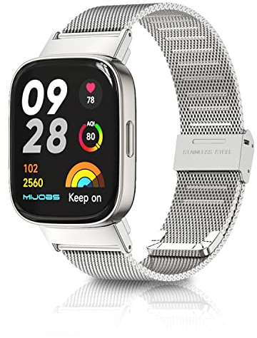 KoGiio Armband für Xiaomi Redmi Watch 3, Männer und Frauen Atmungsaktiv Ersatzarmband, Gewebte Edelstahl Mesh Metall Uhrenarmband für Xiaomi Redmi Watch 3 - Silber