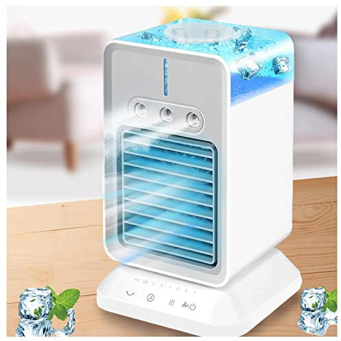 VVLXRIC Mini Raffrescatore 3 velocità,3 in 1 Condizionatore Portatil Serbatoio dell'Acqua da 300 Ml,3 Livelli di Umidificazione Rinfrescatore d'Aria per Uso Casa E Ufficio