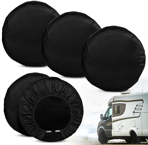 BORDEAG Reifenabdeckungen, 4 Stück Reifen Abdeckung, Reserveradabdeckung, Reifenschutzhülle, Radschutzhülle für Durchmesser Von 50 cm, für LKW und Anhänger, Hochleistungs Stoff, Auto