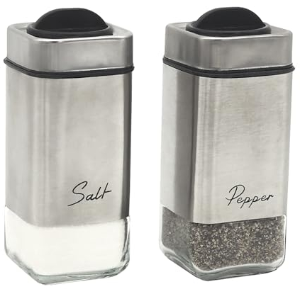 Pack of 2 Salt and Pepper Shaker Salt and Pepper Pots Salt and Pepper Set Salt Shaker Salt Pot Kitchen Accessories (Silver & Silver)