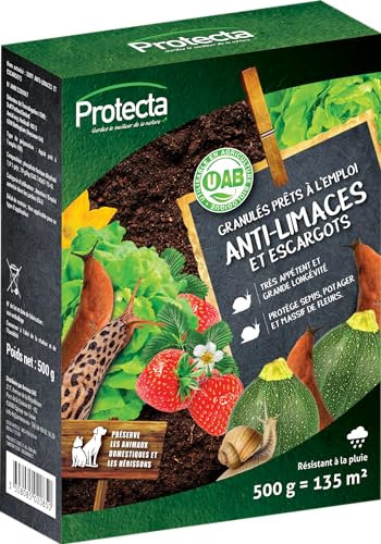 Protecta® Granulés Anti-Limaces et Escargots – À Base de Phosphate Ferrique – Résistant à la Pluie – Protection Potager, Semis et Massifs – Appât Très Attractif – Utilisable en Agriculture Biologique