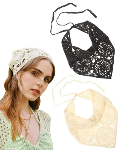 UYRVAPE 2 st damer boho pannband triangel huvuddukar bandanas turban slips hårband elastisk hårhalsduk för kvinnor och flickor