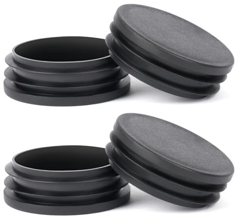 OSDUE Round Plastic End Caps, 4PCS 50mm Black Plastic Plug, Non-Slip Furniture Feet Pads, Table Foot Cover Caps Floor Protectors for Bed Chair Sofa Table Shelf（1.97”）