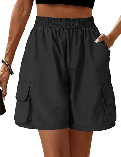 Totatuit Donna Pantaloncini Cargo Shorts Estivi Sportivo Pantaloni Corti Larghi Shorts Vita Alta Trekking Leggero Escursionismo con Tasche