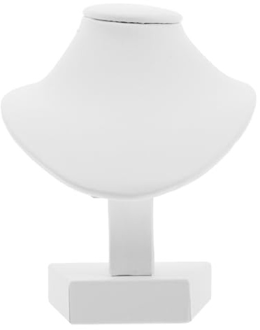LALAFINA Présentoir à Colliers Blanc en Panneau de Densité et PU Design Élégant pour Vitrines de Bijouterie, Support Réaliste pour Bijoux et Mannequin de Cou