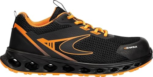 COFRA KOMBO Scarpe Antinfortunistica Uomo Donna S1P Calzature da Lavoro Tomaia in Tessuto Traspirante Basse Calzata Comoda Nero Arancione (Sistema Taglie Calzature EU, Adulto, Numero, Larga, 45)