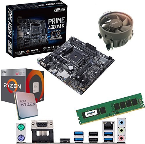 Ryzen 5 5600G 3.9Ghz (Turbo 4.4Ghz) Six Core CPU, Prime A520M-K Motherboard & 4GB 3200Mhz DDR4 RAM Pre-Built Bundle