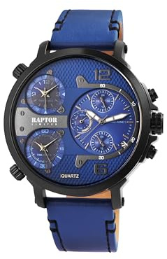 Raptor Armbanduhr Herren Schwarz Edelstahl Analog | Herrenuhr Design klassisch schwarzes Zifferblatt | Herren Armbanduhr Fliegeruhr Stil – Markenuhr Herren Set