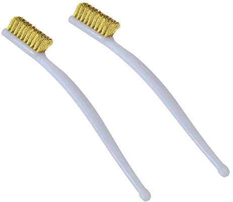 2PCS Mini Cepillos Metálicos,Cepillo de Alambre,Limpieza Cepillos,Juego de Cepillos de Alambre Mango Curvo Cepillo de Cerdas de Mampostería para Limpiar Escoria y óxido de Soldadura 3D,Blanco