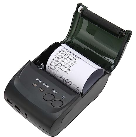 Yunseity 58-mm-Thermodrucker, Tragbarer USB-Bluetooth-Belegdrucker mit 203 DPI, Wiederaufladbarer 1500-mAh-Akku, für Windows, Android, IOS, Mac (EU-Stecker)