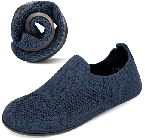 KOWAYI Chaussons Homme Antidérapantes Pantoufles Atmungsaktiv Confort d'intérieur Slippers Semelle en Caoutchouc Unisex Maison Chaussures | Pantoufles fermées unisexes comme pantoufles à enfiler avec mousse à mémoire de forme pour un confort de marche doux à
