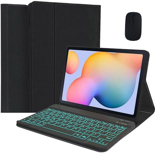 EHLCYS Funda Con Teclado Para Microsoft Surface Go 4 2023/Go 3 2021/Surface Go 2 2020/Surface Go 2018 Tableta, Teclado Bluetooth Desmontable Retroiluminado 7 Colores, Funda Delgada Con Soporte Y Ratón