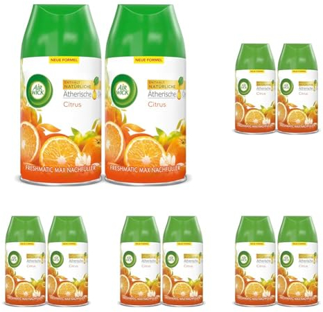 Air Wick Freshmatic Max Raumspray DUO – Nachfüller für den Air Wick Freshmatic Max – Duft: Citrus – 2 x 250 ml Nachfüller Raumduft und Lufterfrischer (Packung mit 5)