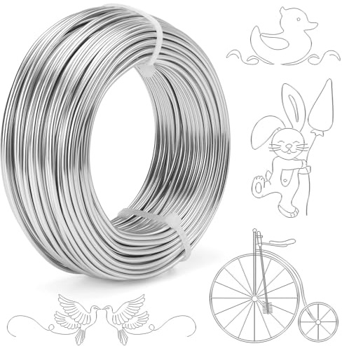 9 Gauge Silver Aluminum Craft Wire, 3mmX 50 Feet Sculpting Wire, Bendable Metal Craft Wire for Making Dolls Skeleton DIY Crafts Jewelry Making, Wire Weaving and Wrapping (Silver, 9 Gauge)