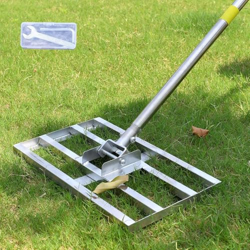 Plutohiker Lawn Leveling Rake, 6FT, 16 X 10IN New Heavy Duty Effort Saving Levelawn Tool, Stainless Steel Handle Lawn Leveler for Courtyard Garden Golf Course, Ease Level Lawn Surfaces